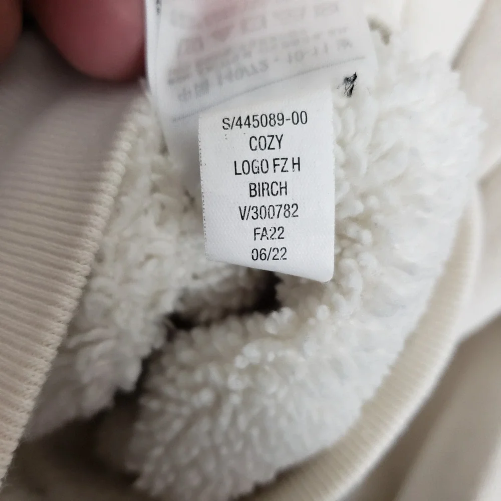 GAP Kids Size L Sherpa Lined Hoodie Sweatshirt Cream Full Zip Comfy Lounge‎ Cozy